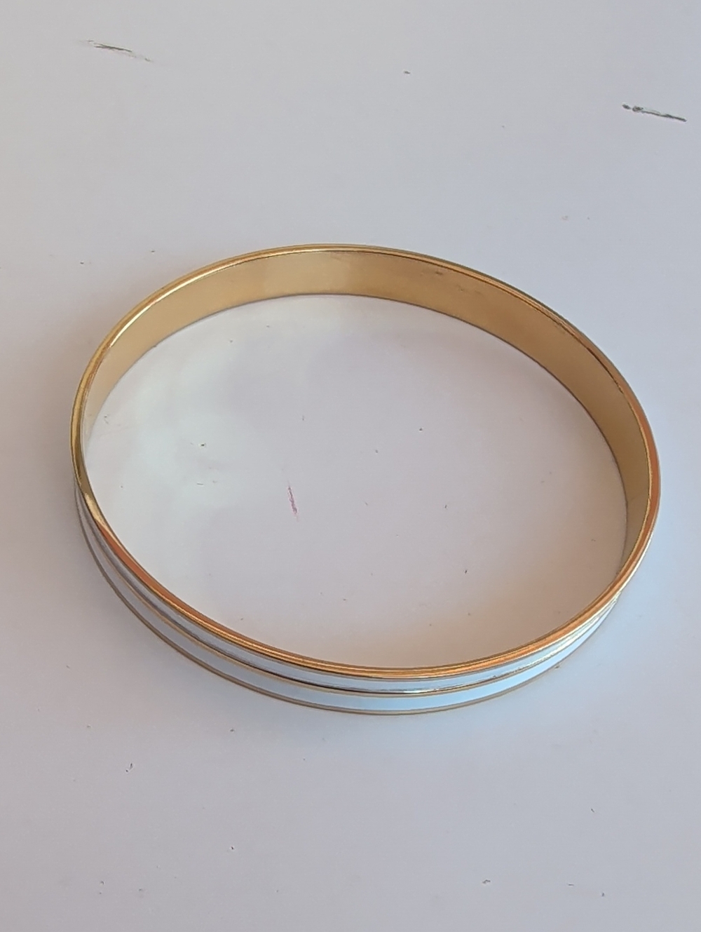 Monet Gold and White Enamel Bangle Bracelet
